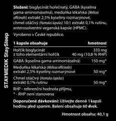 STAYMEDIK StaySleep & Hořčík bisglycinát 333 mg - večerní hořčík, pro kvalitní spánek, 60 veganských kapslí